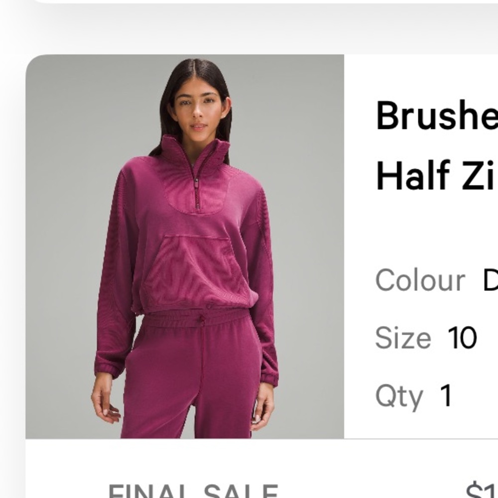 Burgundy Quarter-Zip Pullover lululemon 10
